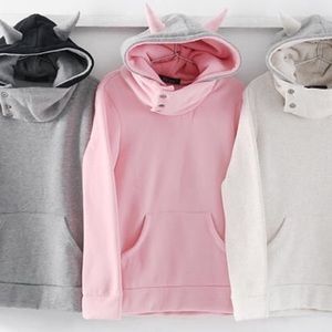 Horn-accent hooded pullover